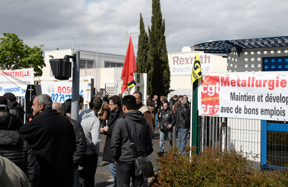 Blocage du site Bosch-Rexroth par l'Intersyndicale.(FO, CGT, CGC) mardi 26 avril