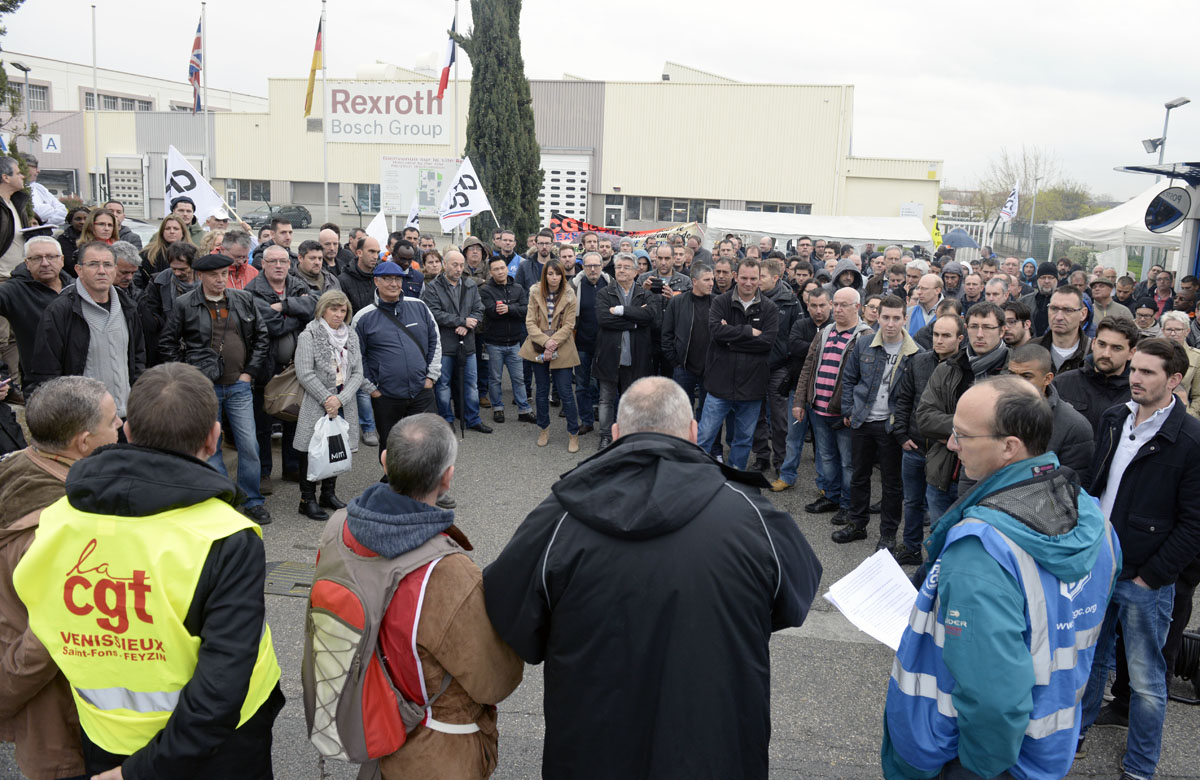 Debrayage, Bosch diesel, Rexroth et Sillia. Mardi 5 avril 2016.  l'appel des syndicats sauf CFDT