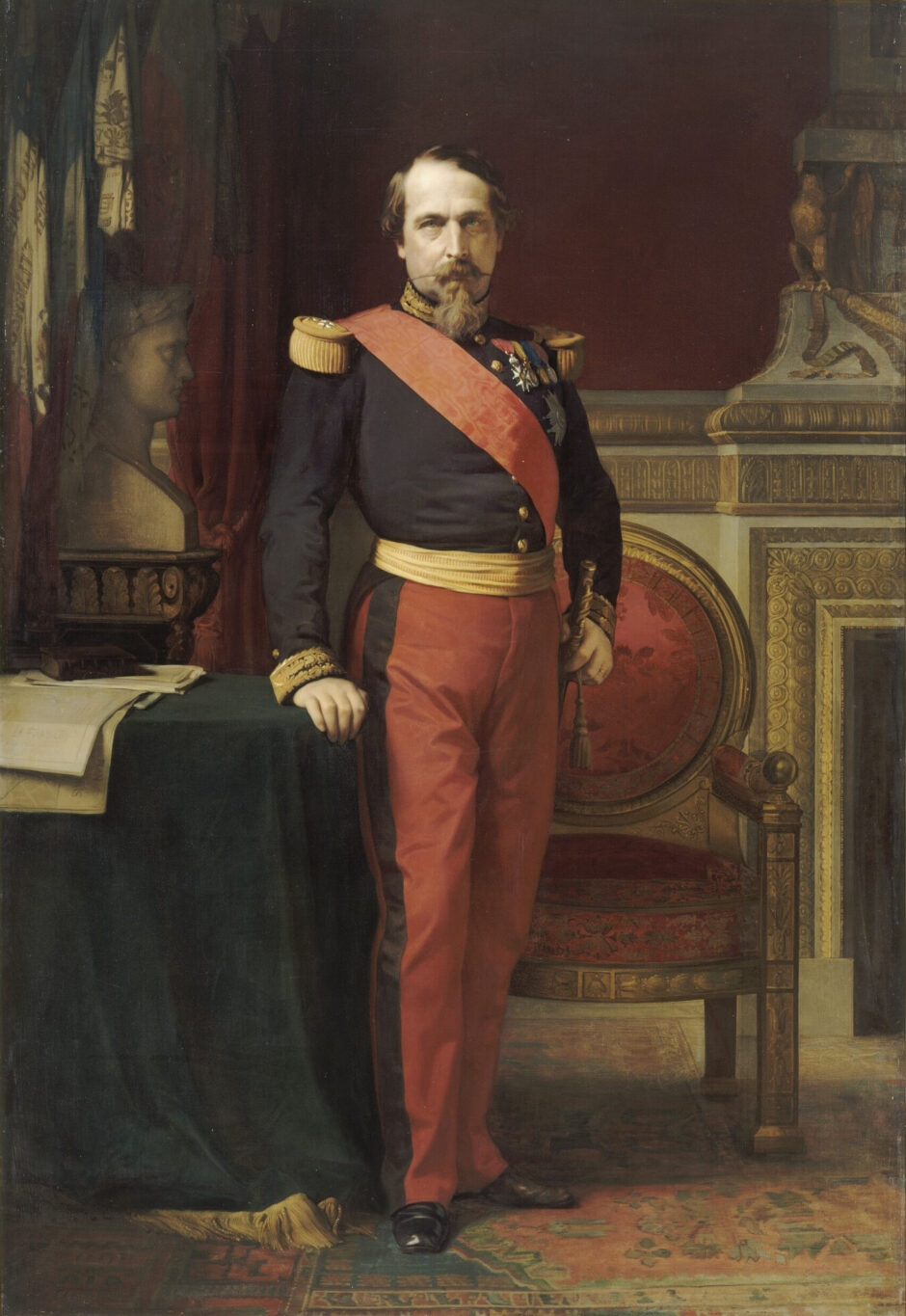 Portrait de Napoléon III en uniforme de général de division dans son grand cabinet des Tuileries (huile sur toile d'Hippolyte Flandrin, 1861)